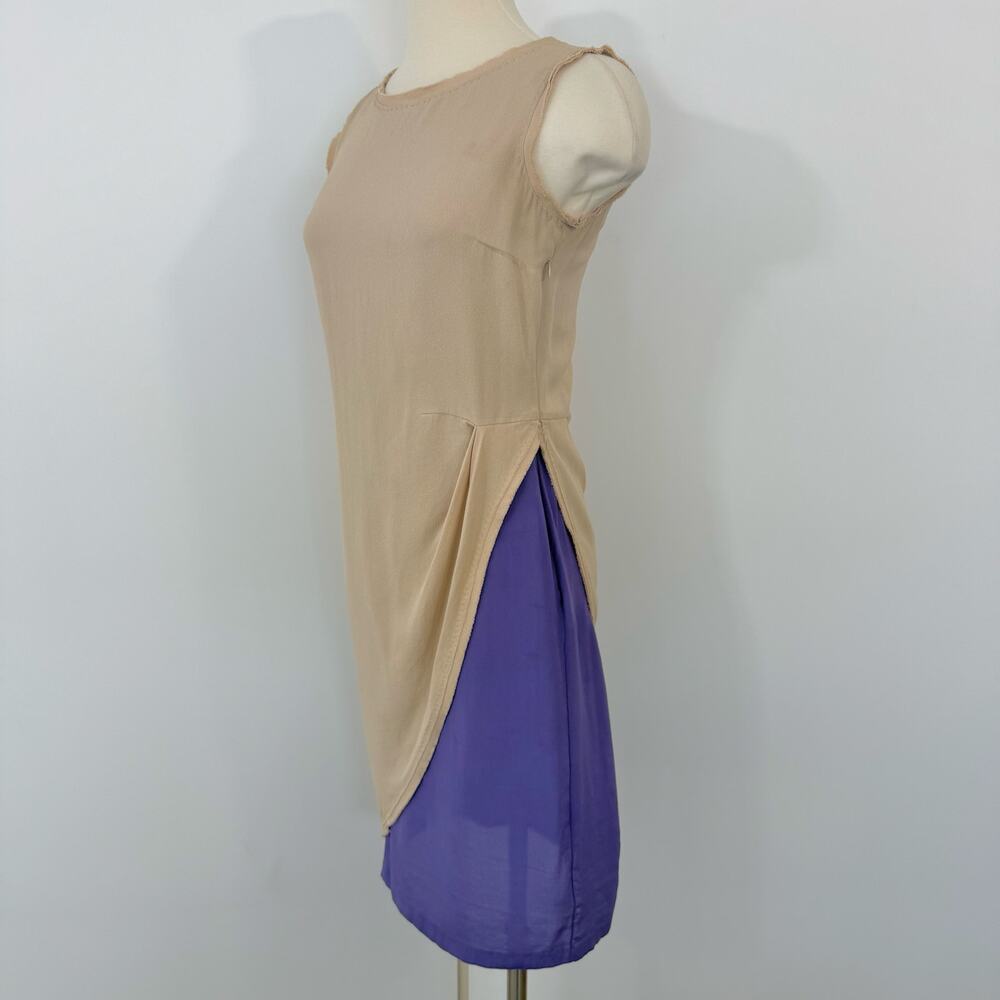 Fendi Silk Sheath Dress Layered Beige/Purple Sleeveless 40 (US XS) - Picture 5 of 12